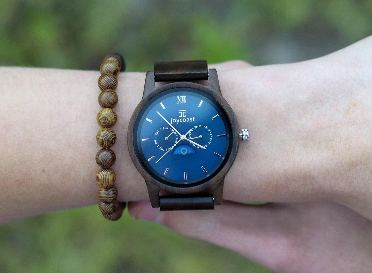 Joycoast Blue Moon Black Sandalwood Chronograph Wooden Watch