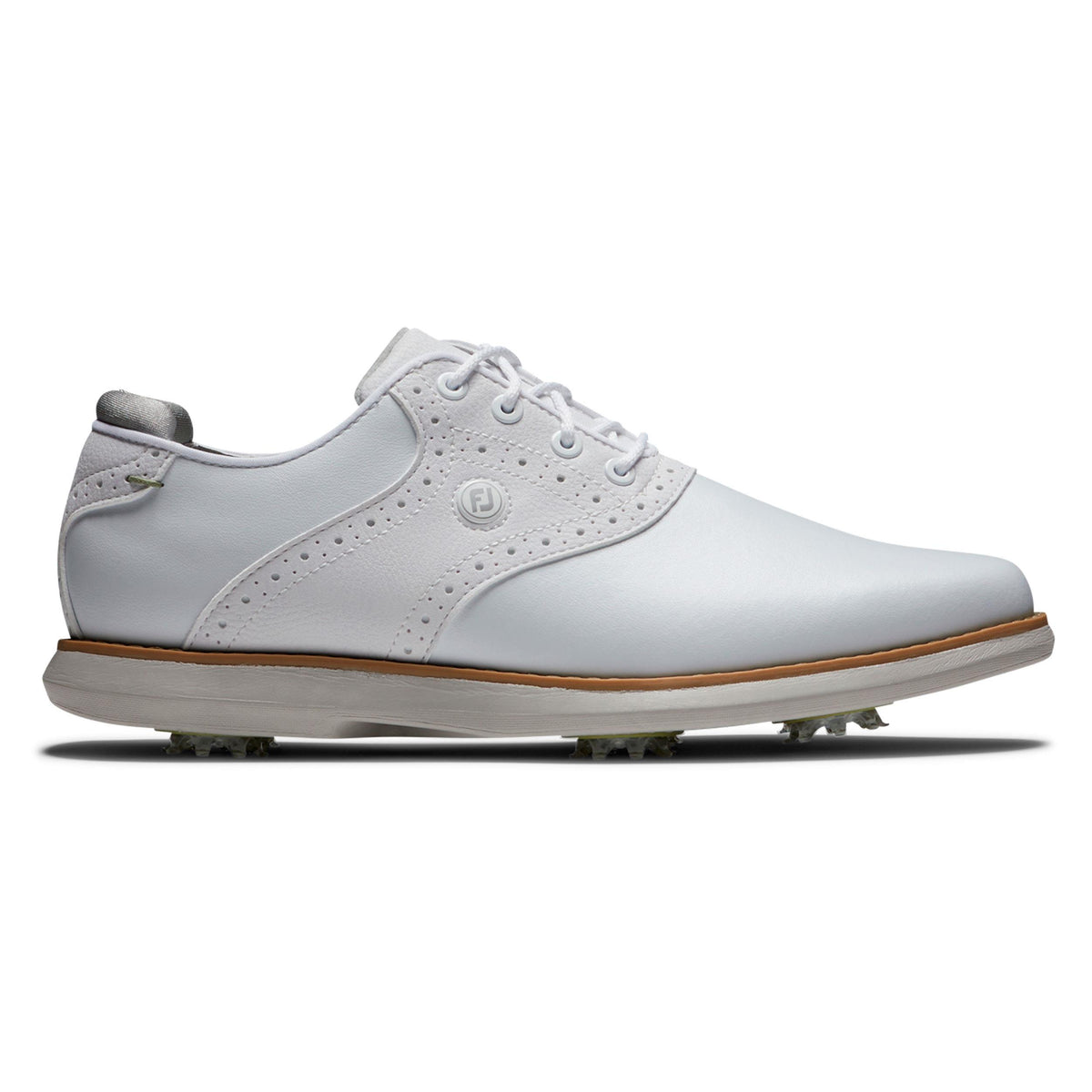 FootJoy Traditions Women's Spiked Golf Shoes - White/White/Grey/6 Medium