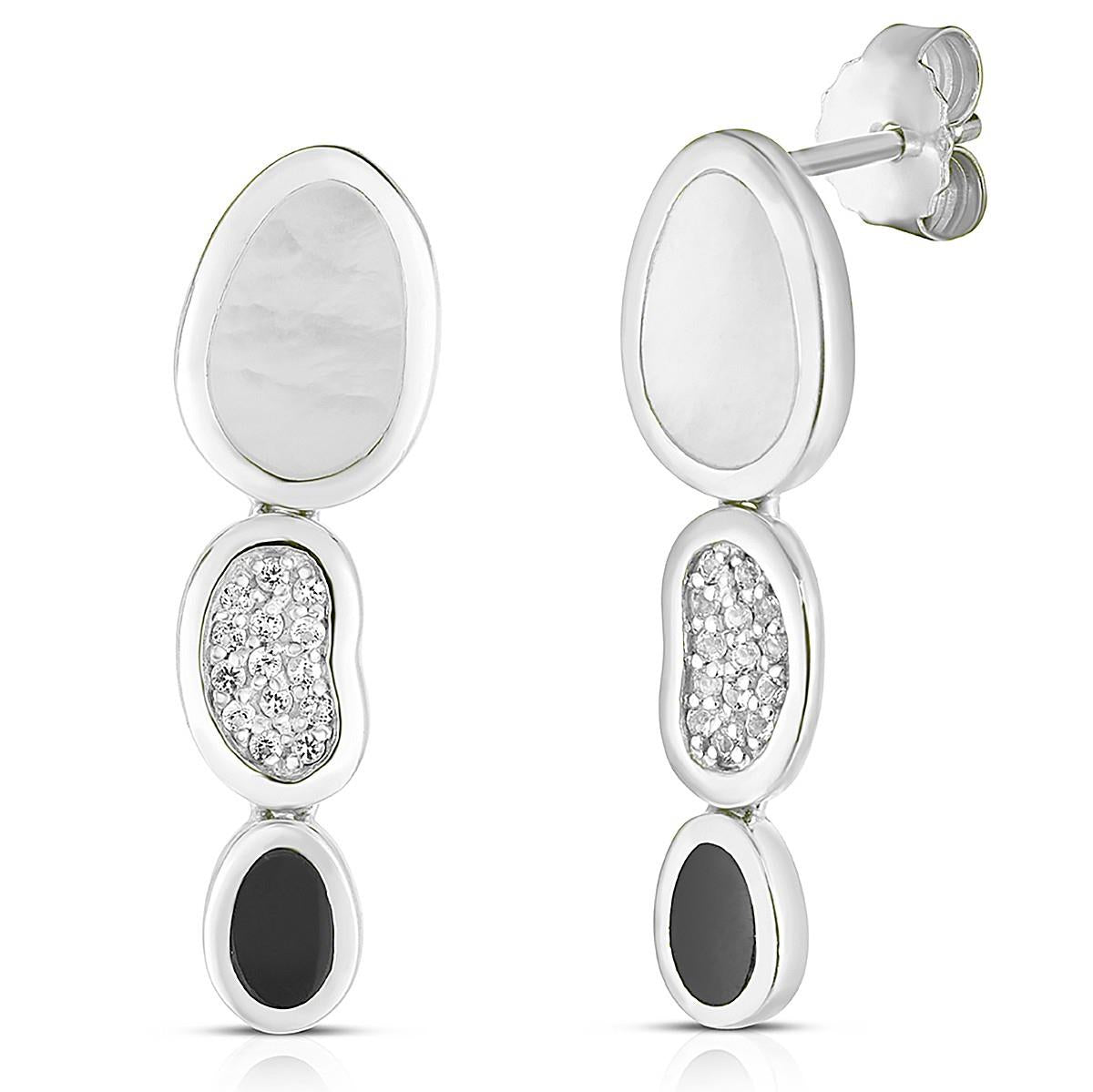 Jilco Inc Mother of Pearl and Onyx Earrings