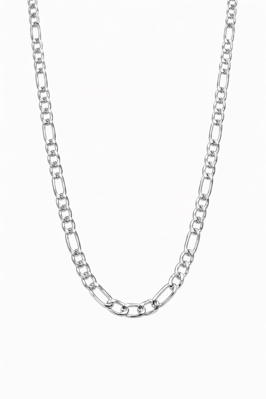 Completely Bella 24" Silver Figaro Link Necklace