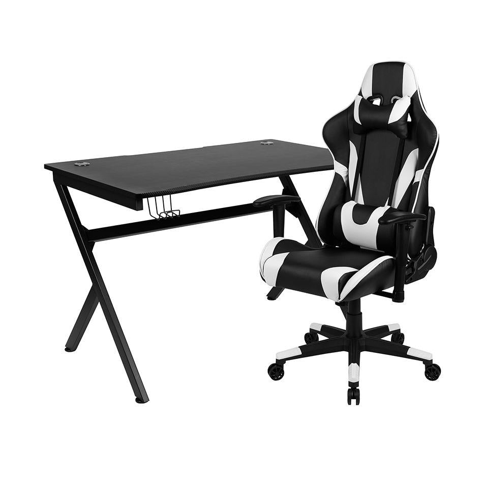 OSC Designs Black Gaming Desk and Black X30 Series Gaming Chair Set