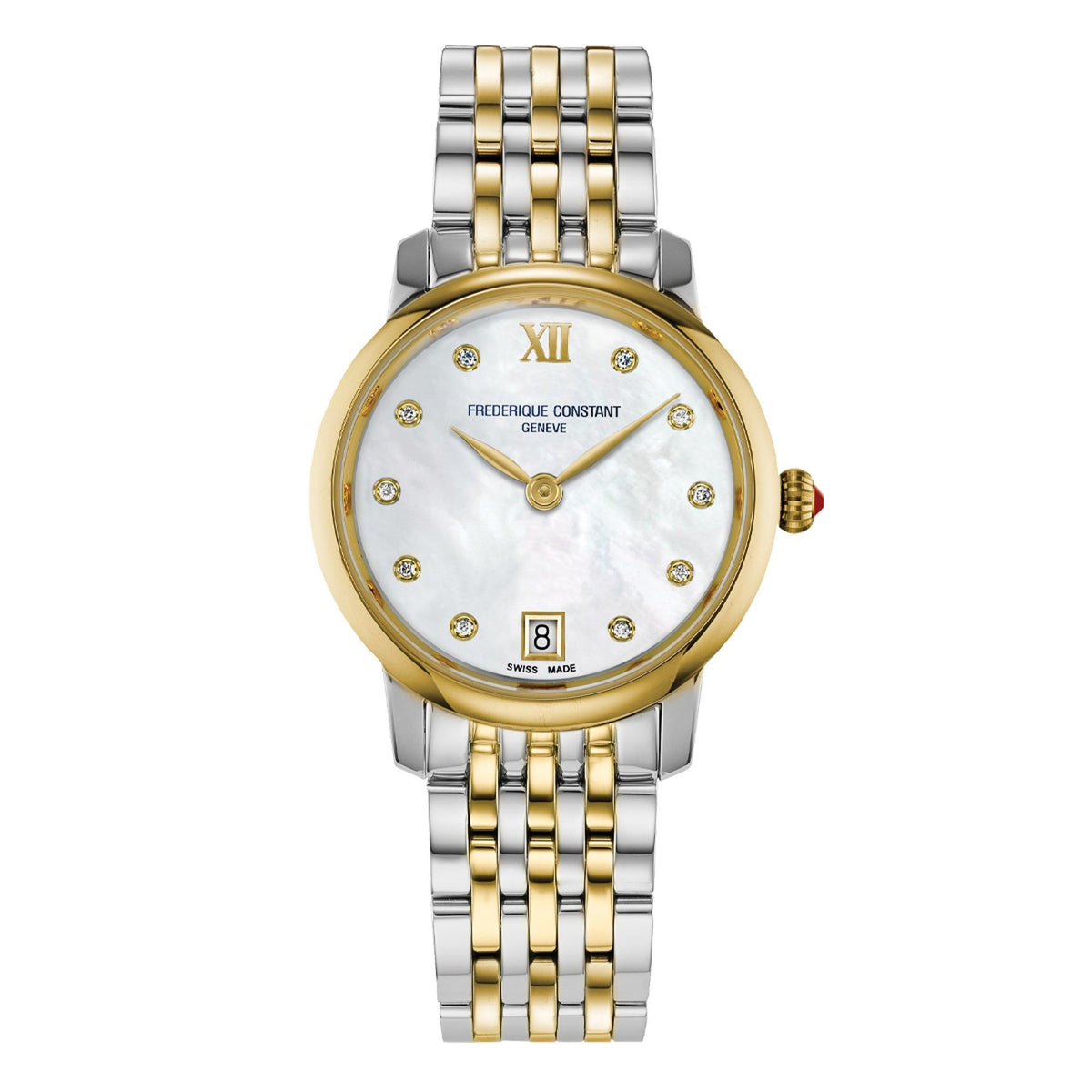 Frederique Constant Ladies' Classic Slimline Quartz Two-Tone Stainless Steel Watch MOP Dial
