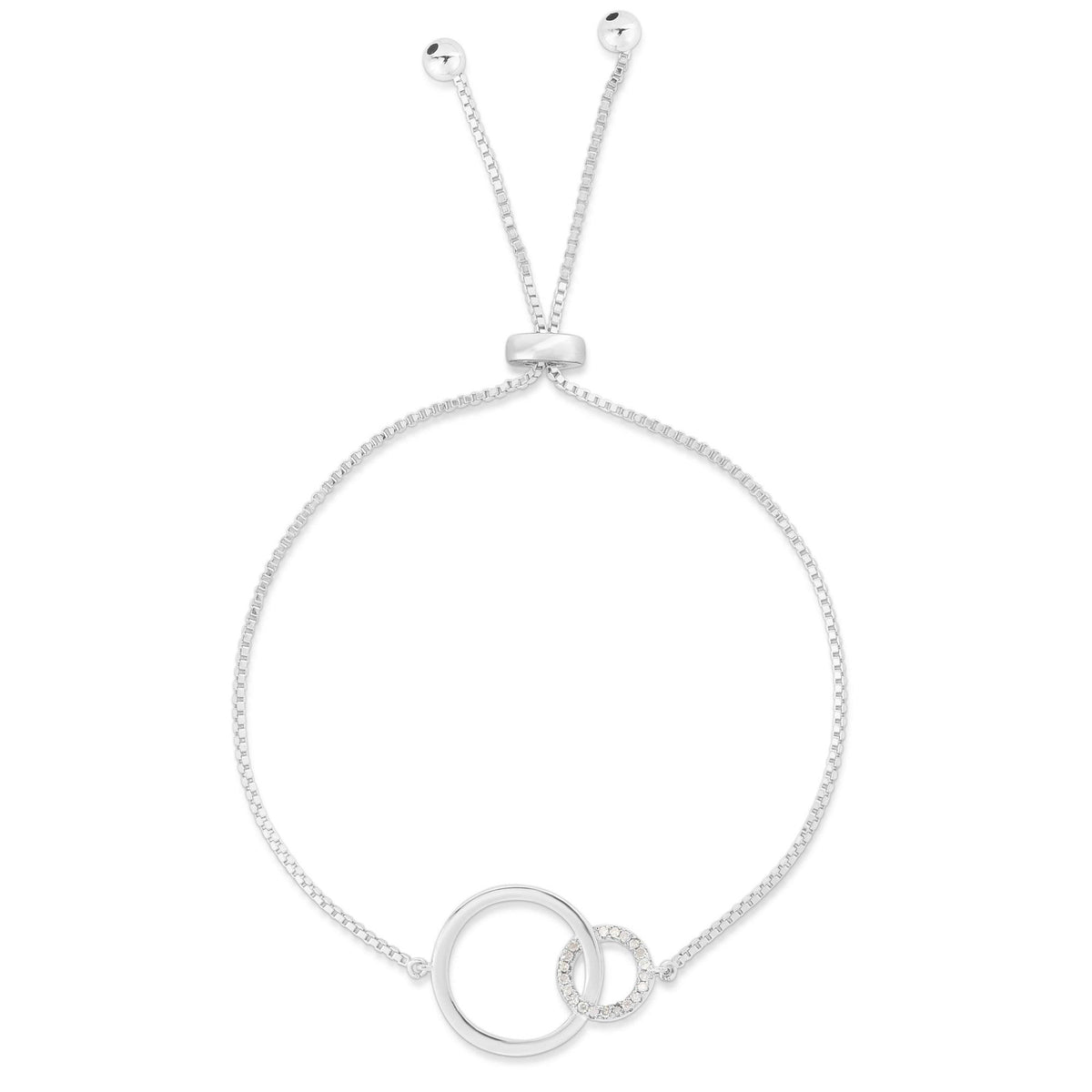 Jilco Diamond Circle Bolo Bracelet Silver