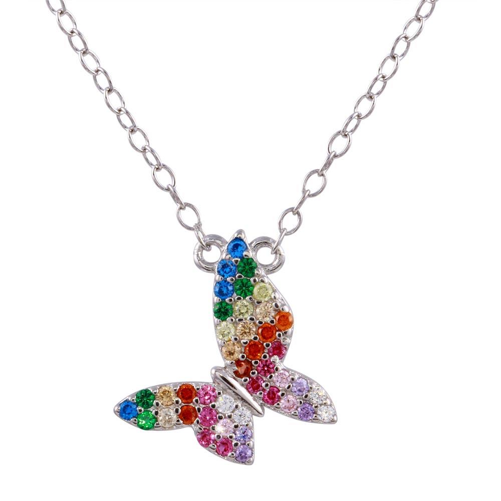Infinity Luxe Jewelry Collection Rainbow CZ Butterfly Necklace