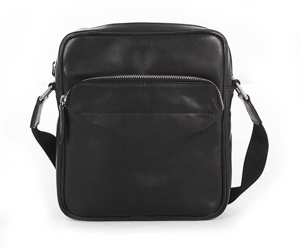 Bugatti Colombian Leather Travel Bag Crossbody-Black
