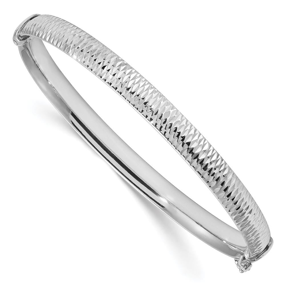 Distinctive Sterling Silver Polished & Textured Bangle