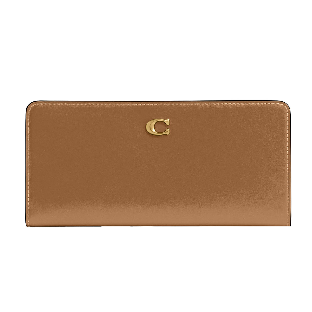 COACH Refined Calf Leather Essential Skinny Wallet - Honey/Brass
