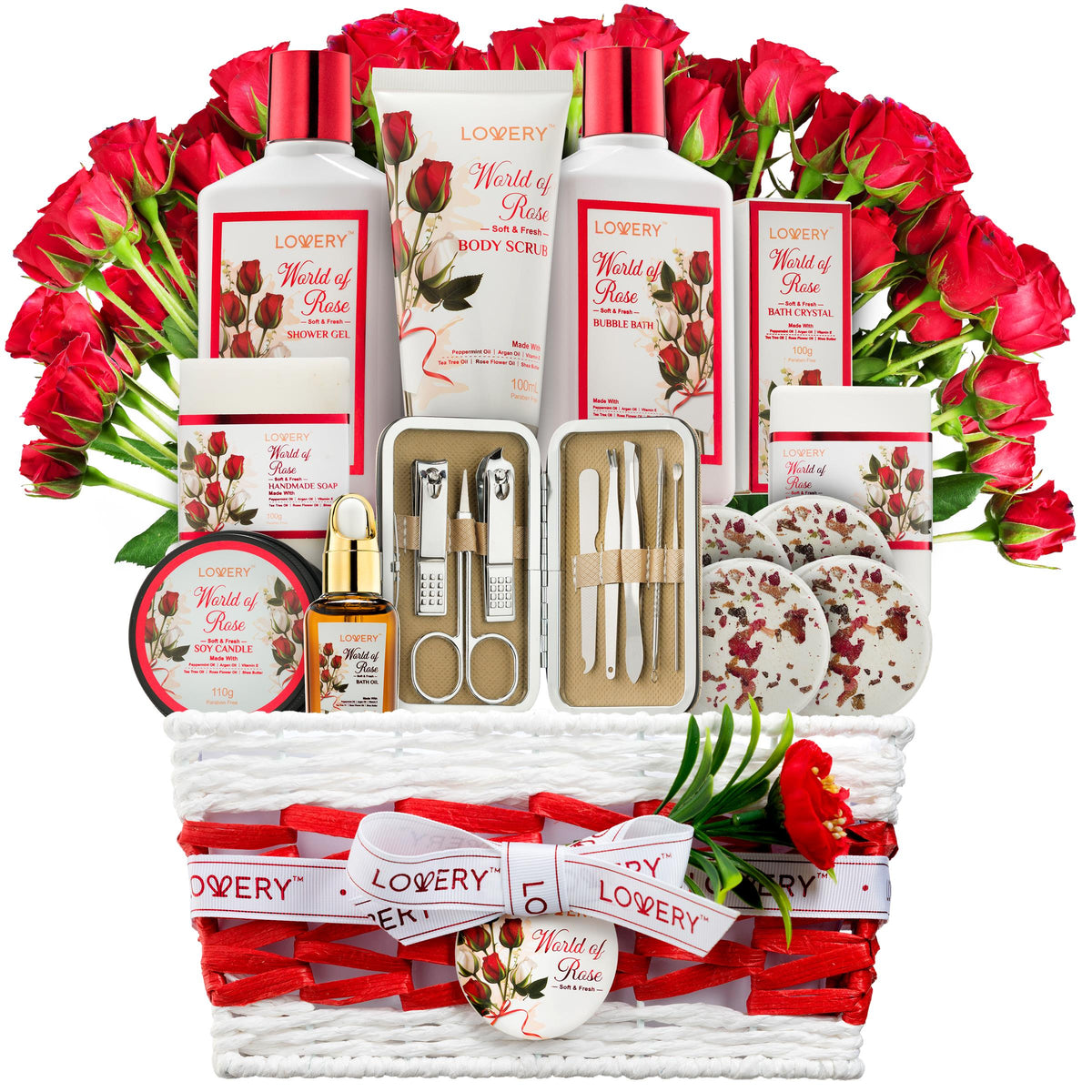 Lovery Red Rose Spa Basket Size 35 pieces