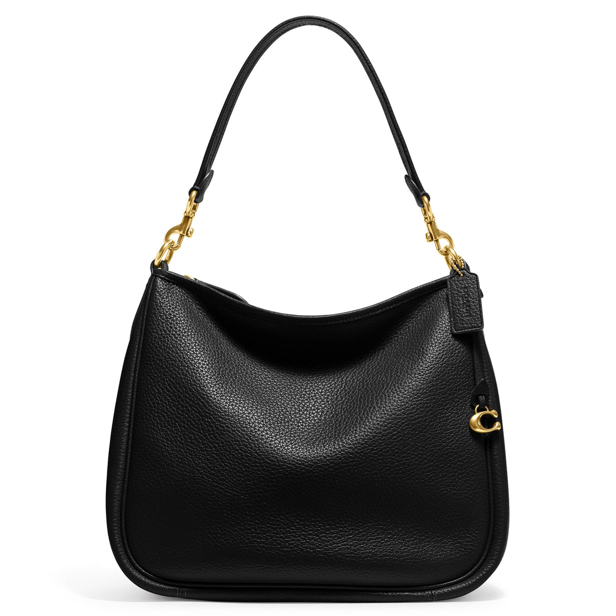 COACH Soft Pebbled Leather Cary Shoulder Bag - Black/Brass