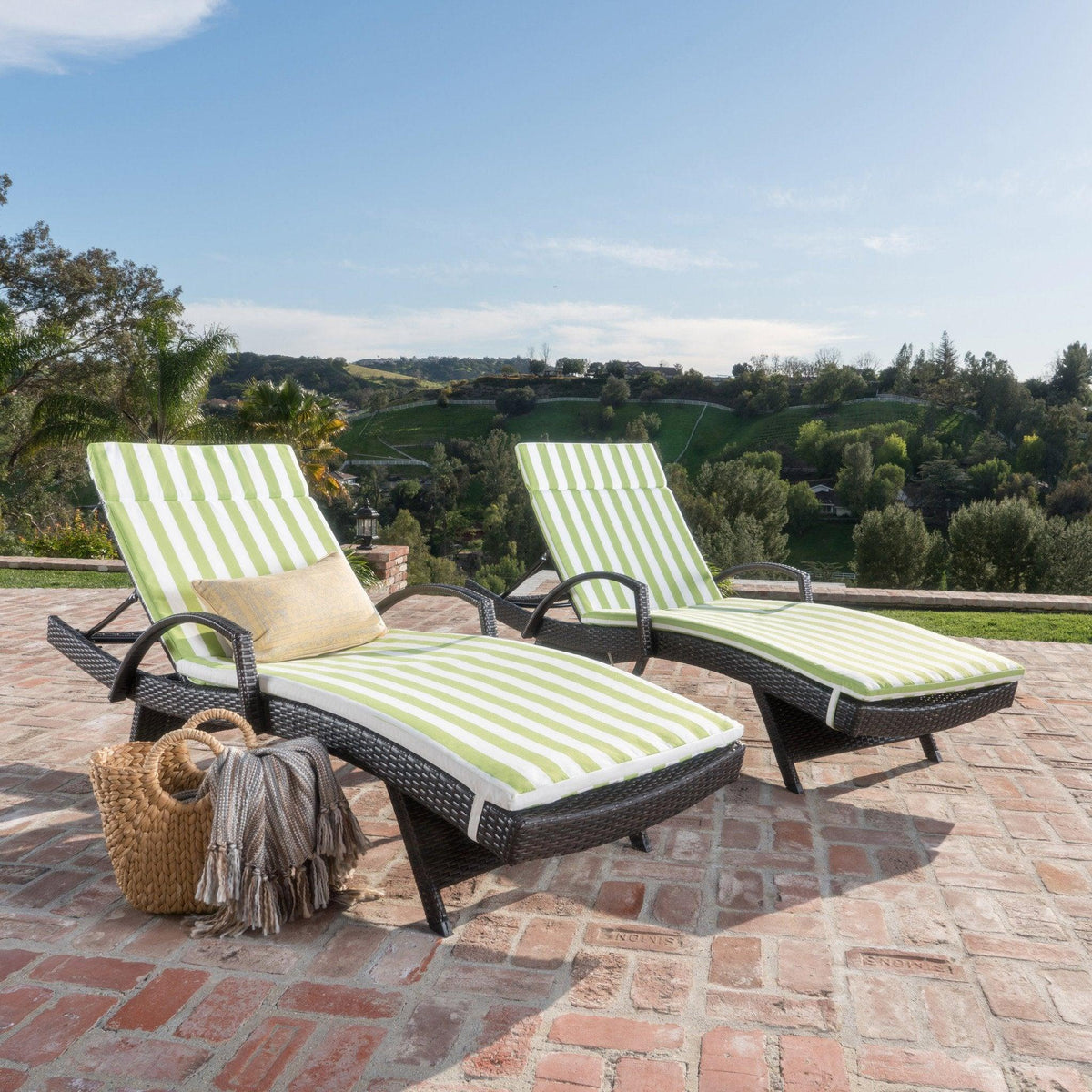 Stark Home Salem Outdoor Wicker Lounges W/ Arms & Cushion (2)
