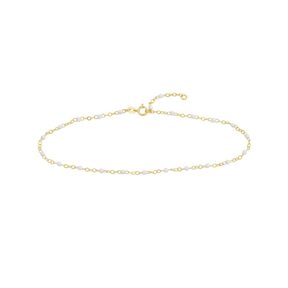 HAWLEY ST White Enamel Bead on Piatto 7.5" Chain