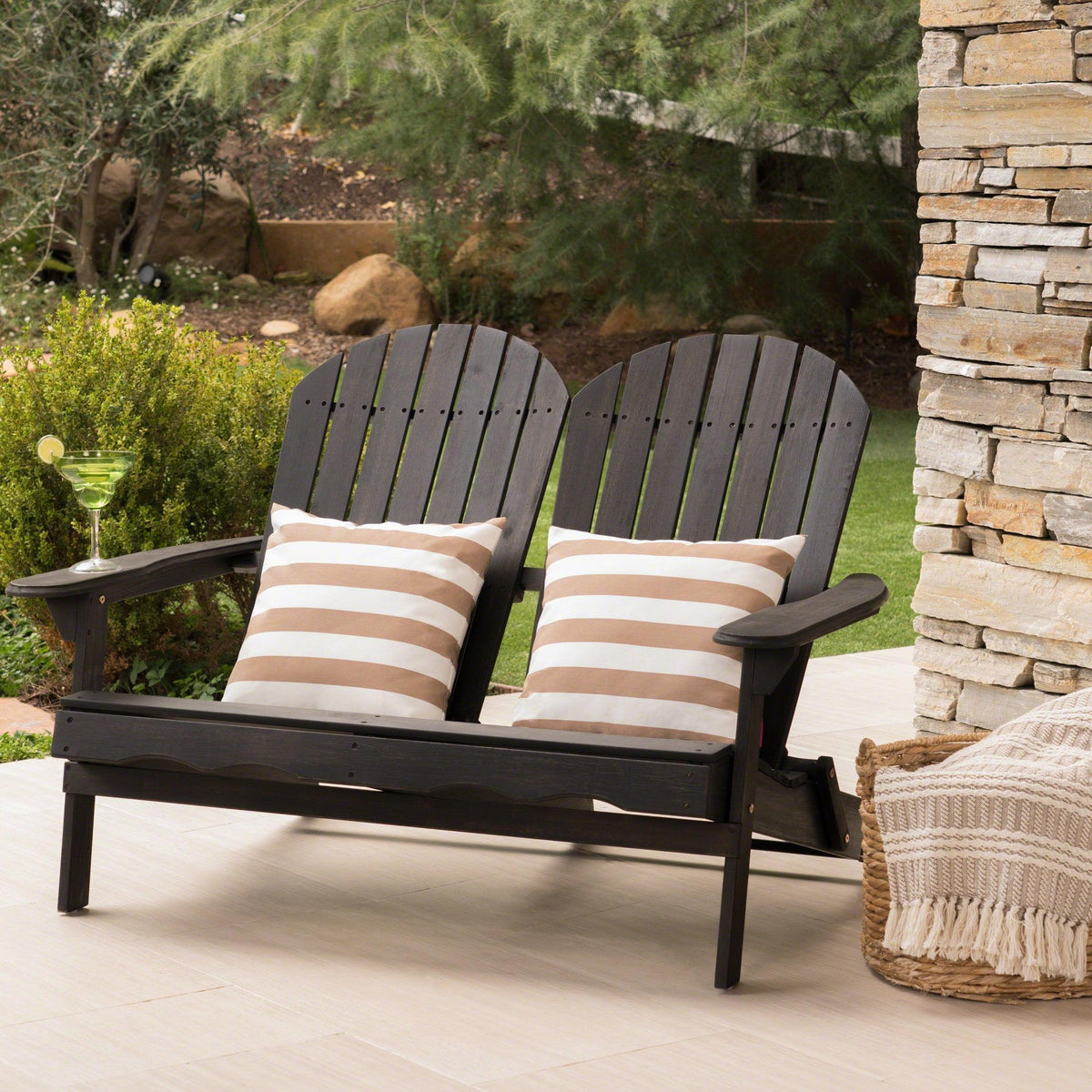 Stark Home Malibu Outdoor Acacia Wood Adirondack Loveseat