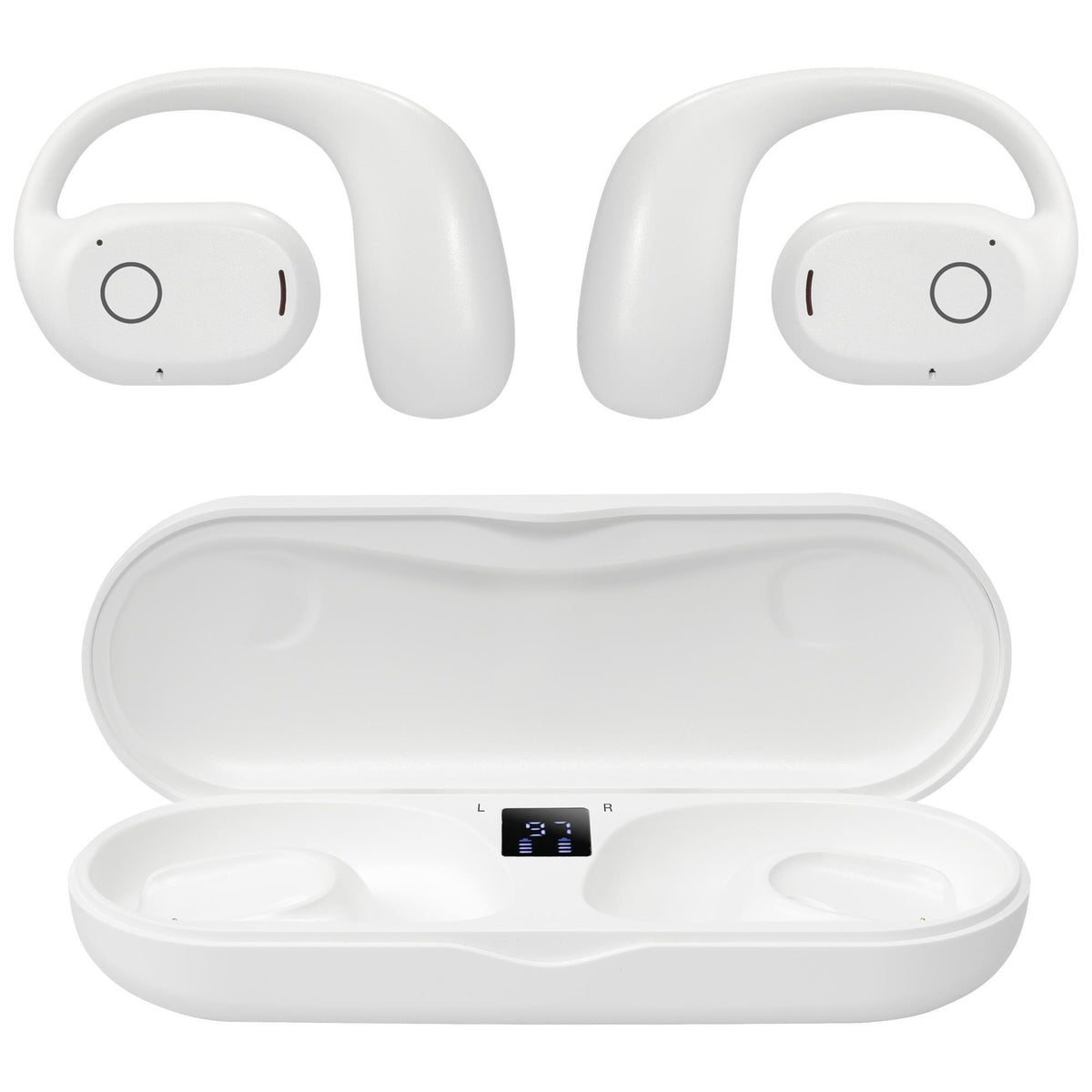 GPX iLive Clear Truly Wireless Open Ear Earbuds w/Charging Case - White