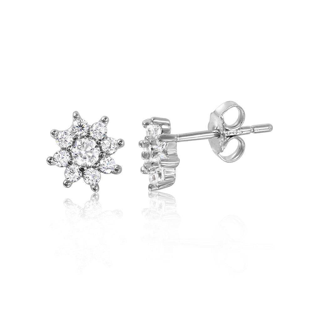 PARIKHS Rhodium Plated Flower Earring in 925 Sterling silver