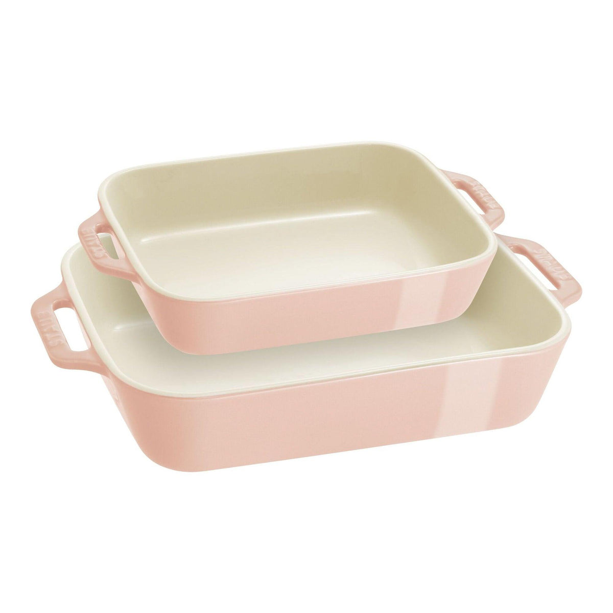 Staub 2pc Ceramic Rectangular Baking Dish Set Light Pink