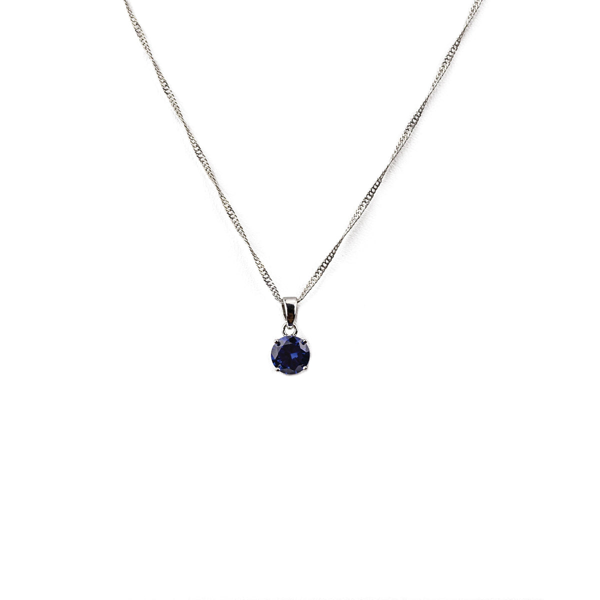 Completely Bella Round Cut Crystal Solitaire Necklace in Blue