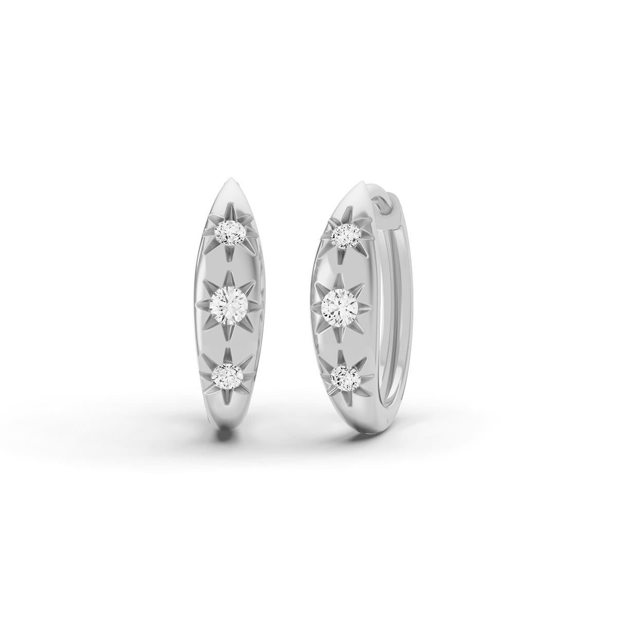 Prestige Boutique Diamonds Three Stone Lab Diamond Huggies Hoops Size 0.2 CTW