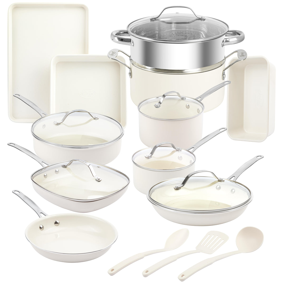 Gotham Steel Cookware Express Set w/Stainless Steel Handle Size 20 Piece Set