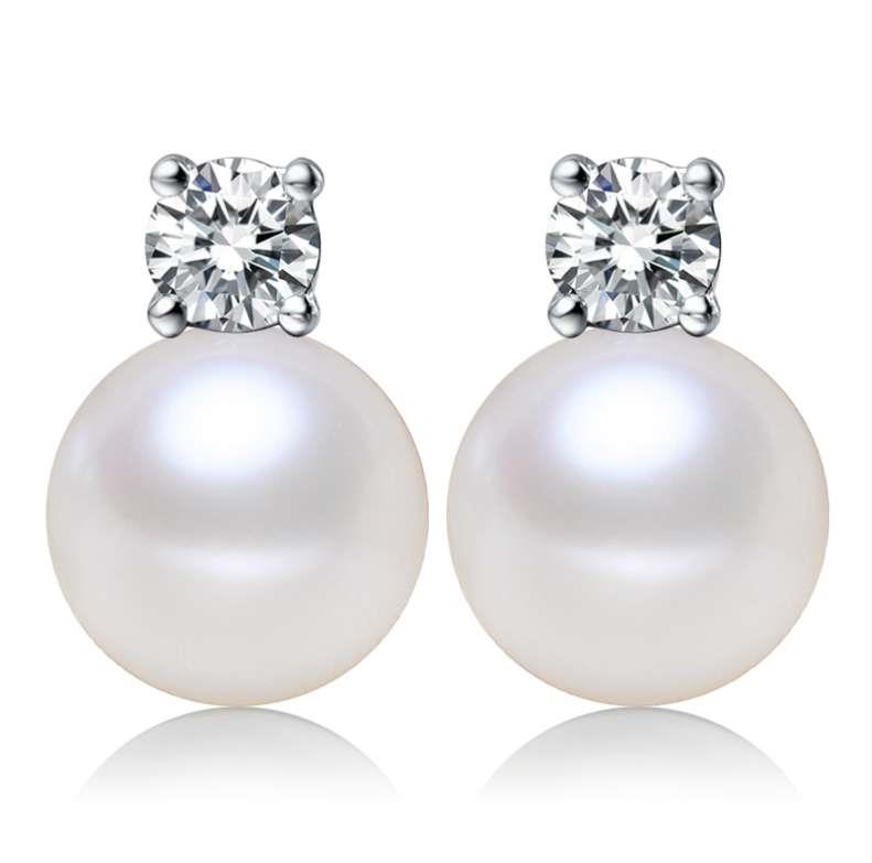 Completely Bella Sterling Silver Pearl & Cz Earrings