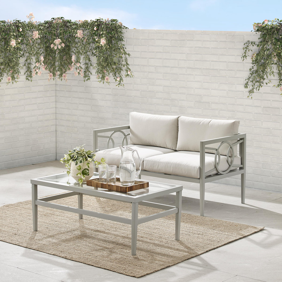 Crosley Outdoor Ashford 2Pc Outdoor Loveseat Patio Furniture Set