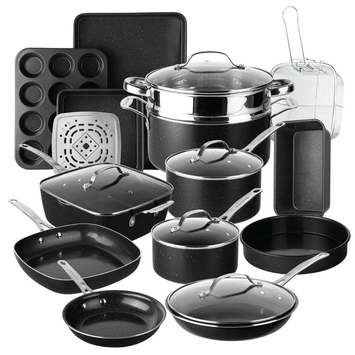 GraniteStone Cookware Ceraluxe Ceramic Cookware Set Size 20 Pieces