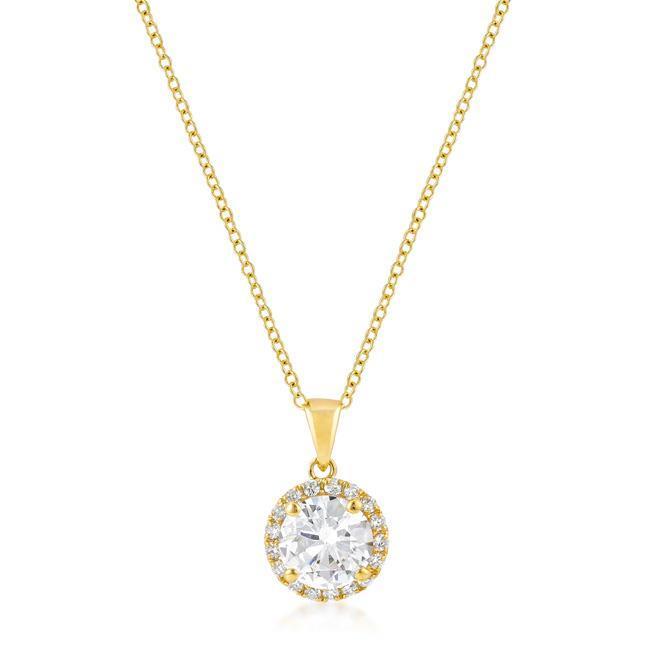 Completely Bella Gold Tone Halo Pendant Necklace