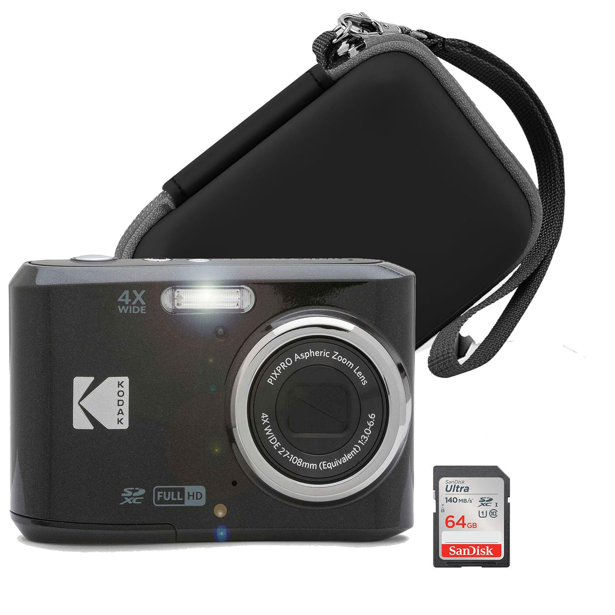 Kodak PixPro FZ45 16.4mp Digital Camera + carrying case and 64gb sd card