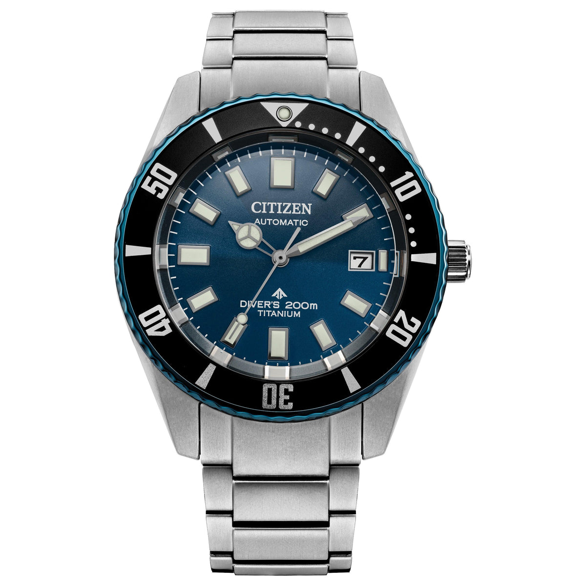 Citizen Men's Promaster Fujitsubo Super Titanium Automatic Silver SS Watch Blue Dial