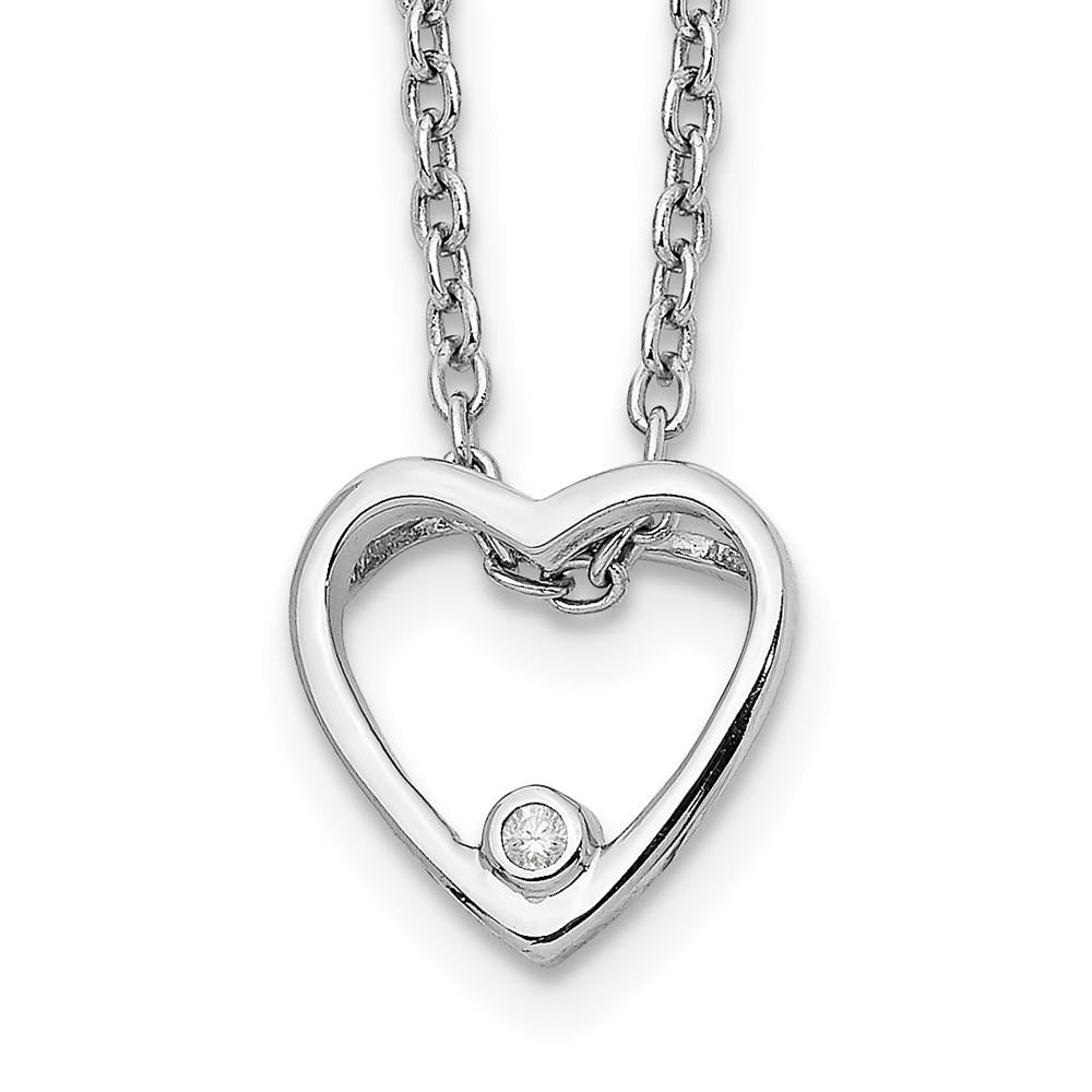Distinctive Sterling Silver Rhodium Plated White Ice Diamond Heart Necklace