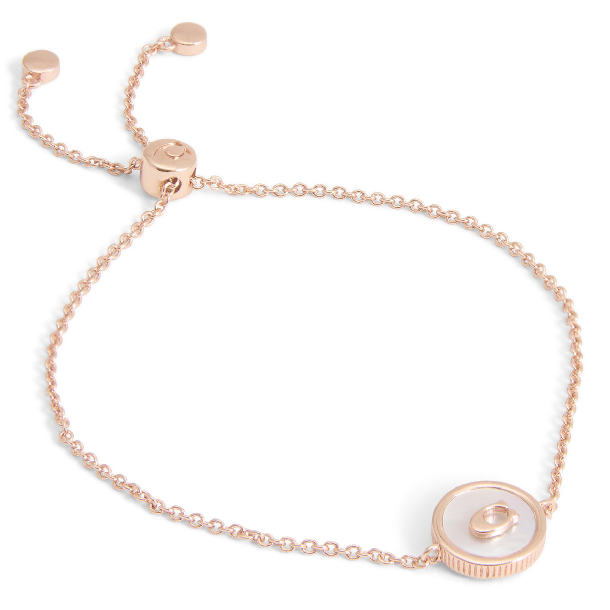 COACH Mother of Pearl Coin Slider Bracelet - Cream/Rose Gold