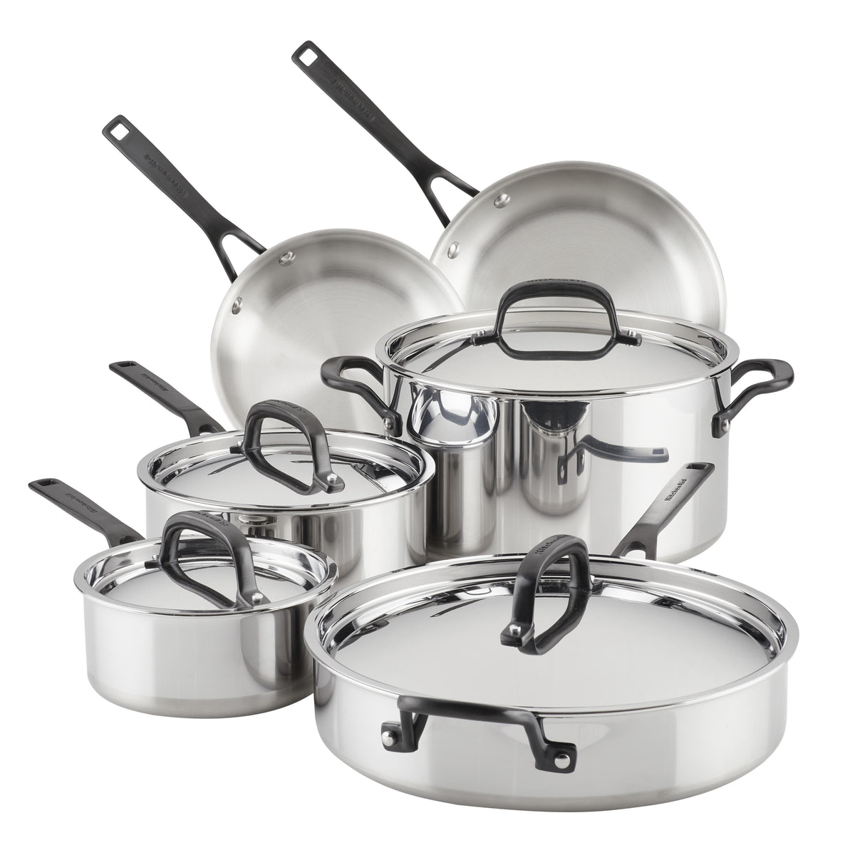 KitchenAid 10pc Stainless Steel 5-Ply Clad Cookware Set