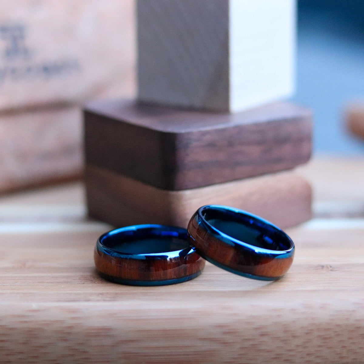 Joycoast Blue Sazerac - Tungsten & Red Rosewood Ring Size 9