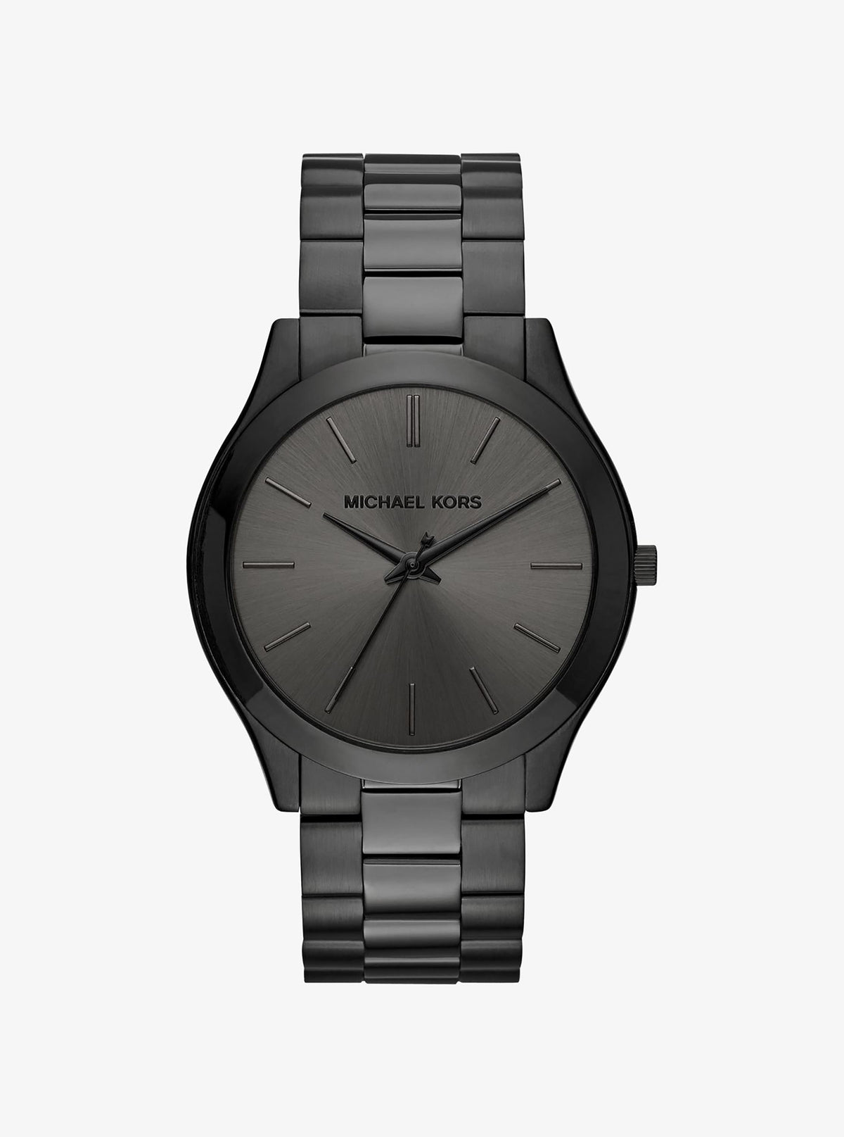 Michael Kors Mens Slim Runway Black Ion-Plated Stainless Steel Watch Black Dial