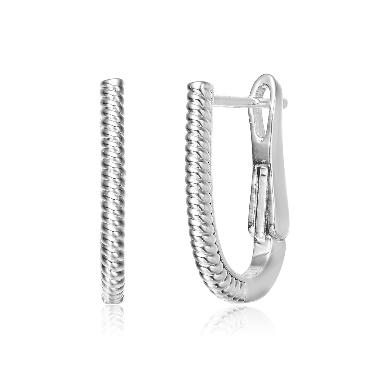 GENEVIVE CZ Rhodium Leverback Hoop Earrings