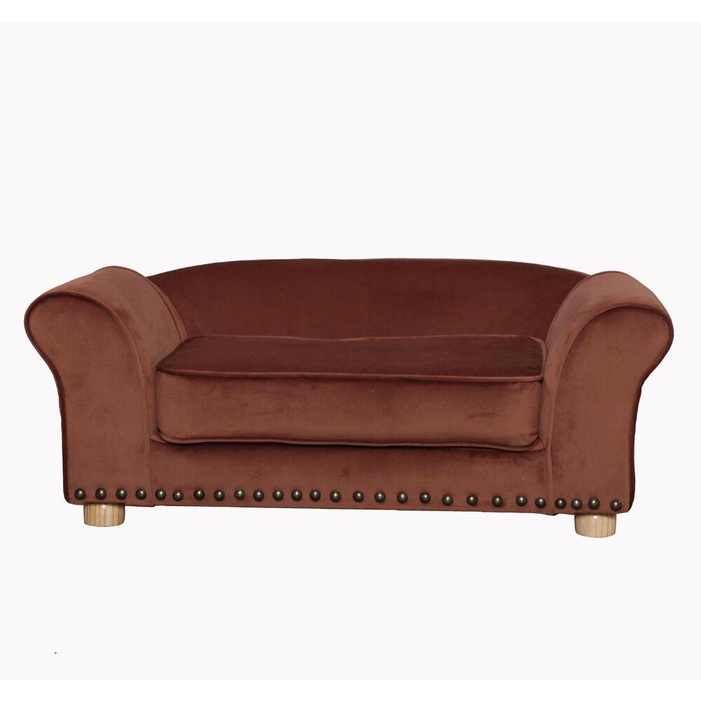 CRITTER SITTERS 34-in. Faux Velvet Pet Bed Sofa for Medium-Sized Dogs and Cats in Brown
