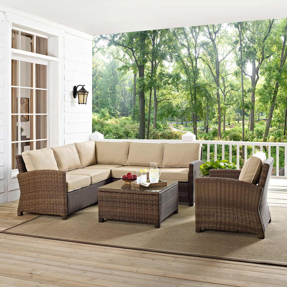 Crosley Outdoor Bradenton 5Pc Wicker Outdoor Sectional Patio Furniture Set