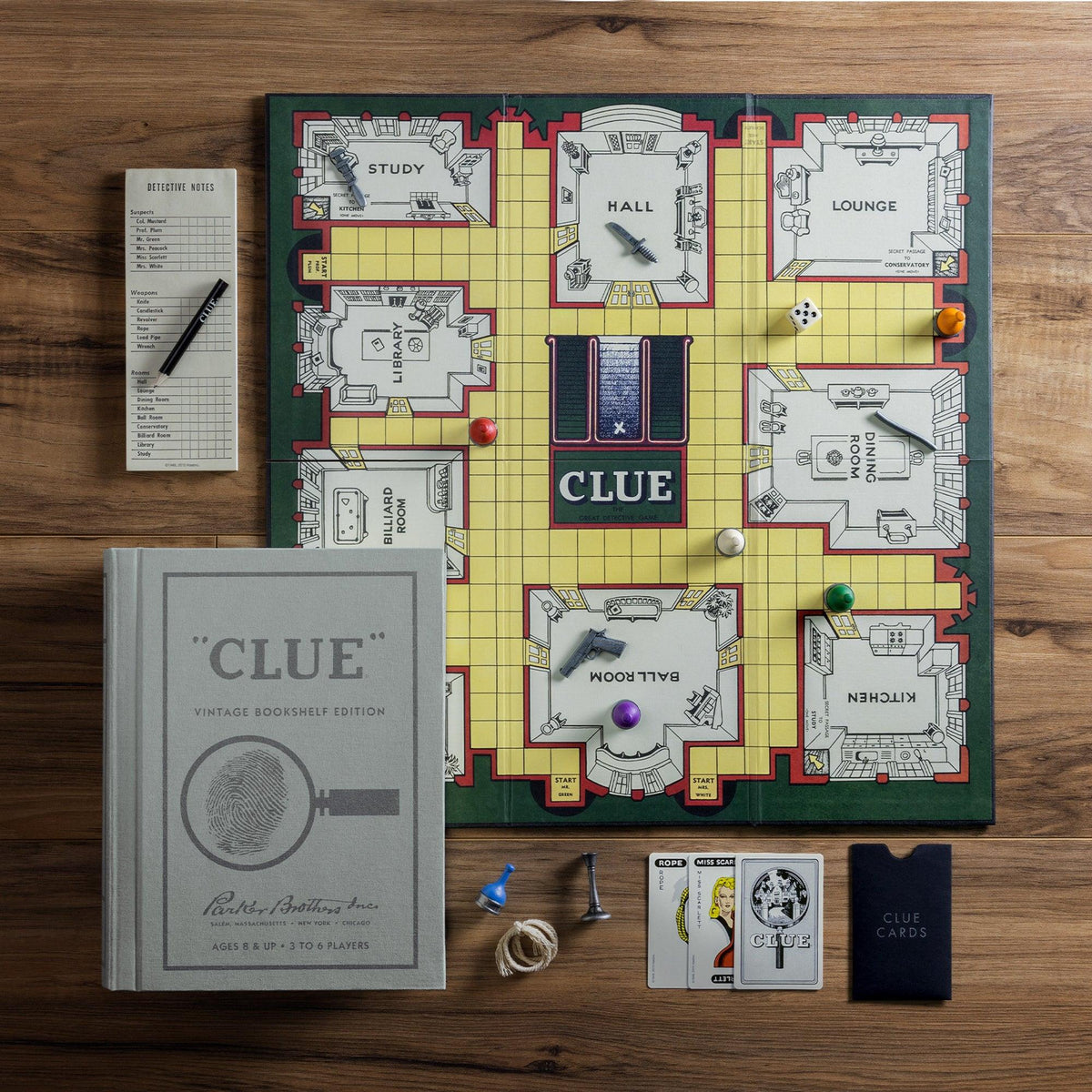 WS Games Clue Vintage Bookshelf Edition Board Game Ages 8+ Years