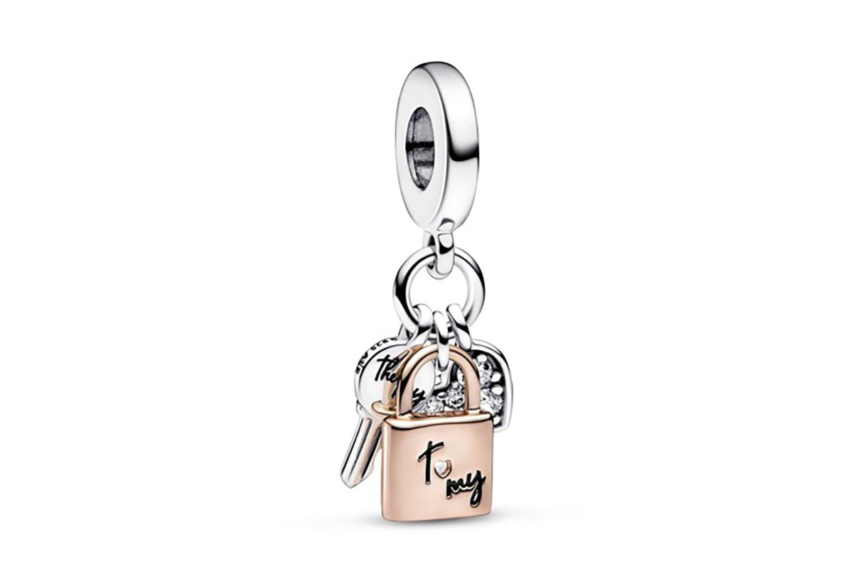 Pandora Two-Tone Key, Padlock & Heart Triple Dan