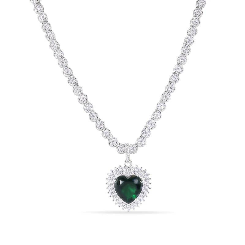 Infinity Luxe Jewelry Collection Heart Green CZ Necklace