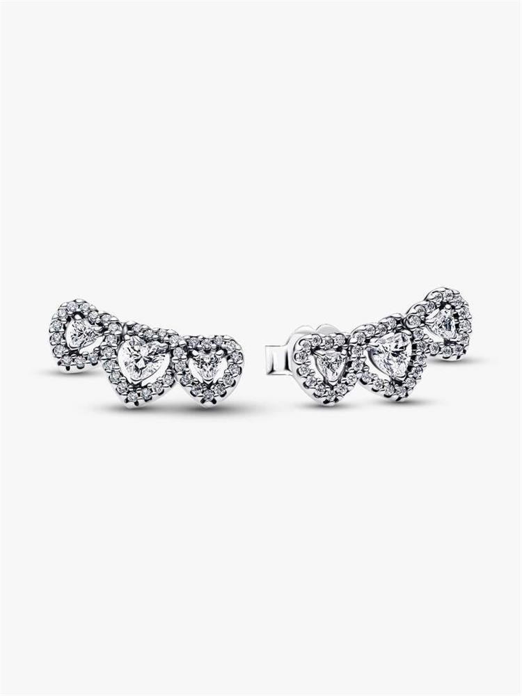 Pandora Halo Heart Trilogy Stud Earrings