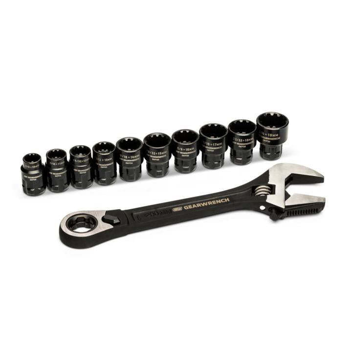 Apex Gearwrench 11 Pc Pass-Thru Adjustable Wrench Set