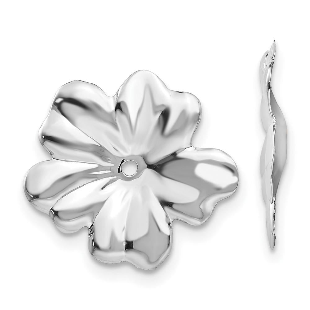 Distinctive 14k White Gold Floral Earring Jackets
