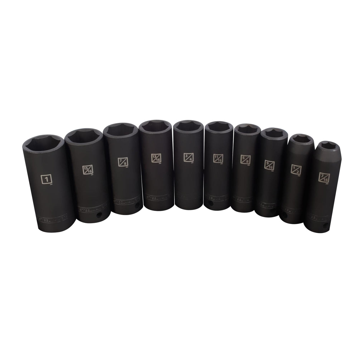 JS Products Steelman 10pc 1/2" Drive Deep 6-Point Impact SAE Socket Set
