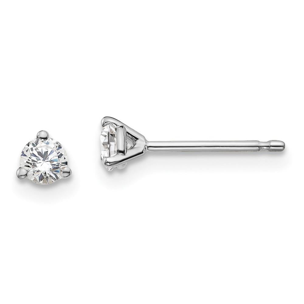 Distinctive 14K White Gold Lab Grown Diamond 1/4ctw 3 Prong Earrings