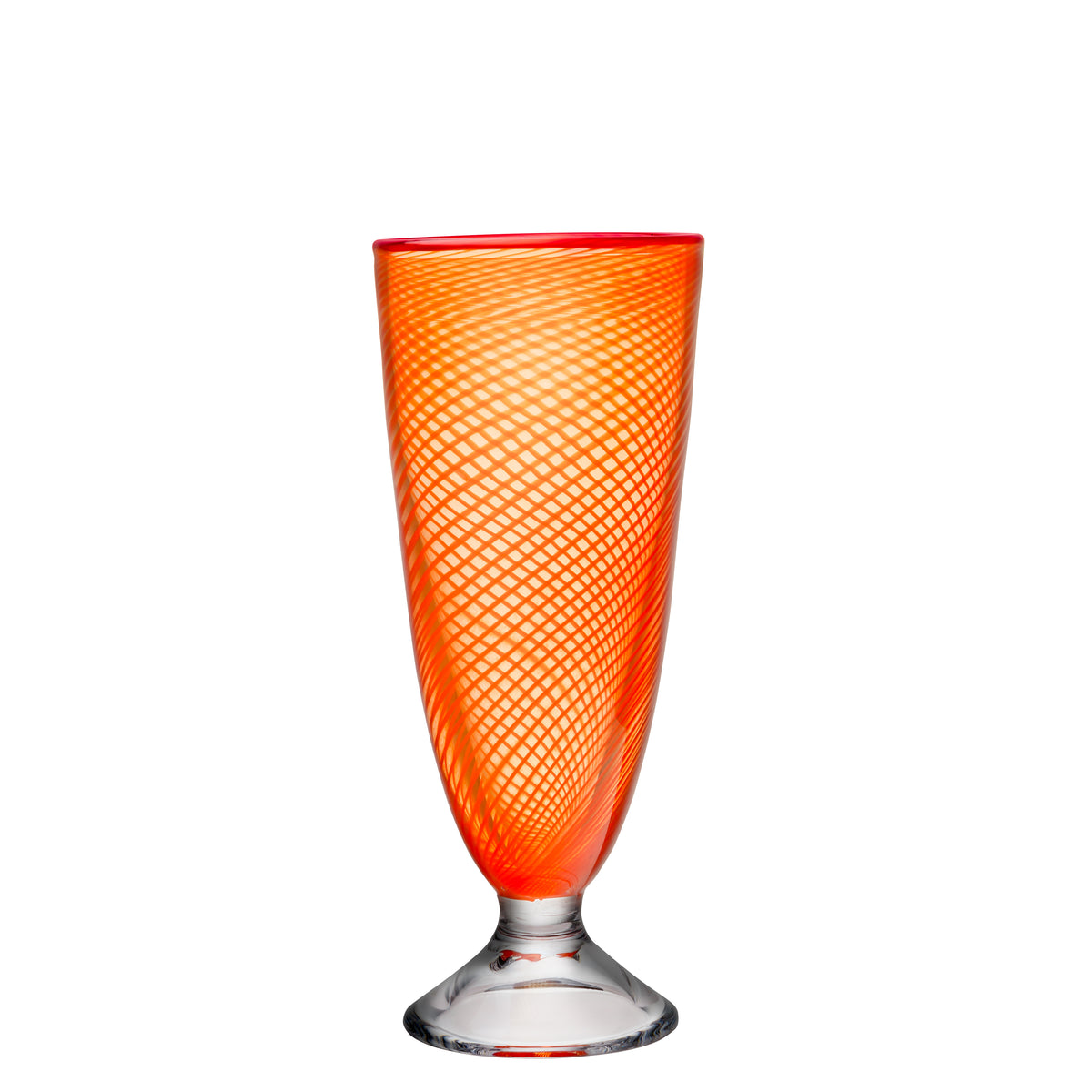 Kosta Boda Red Rim Vase (footed, orange)