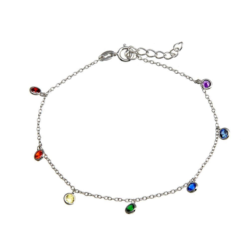 PARIKHS Rhodium Plated Multi Color CZ Bracelet in 925 Sterling Silver