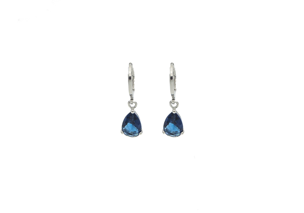 Completely Bella Blue CZ Teardrop Hoop Earrings