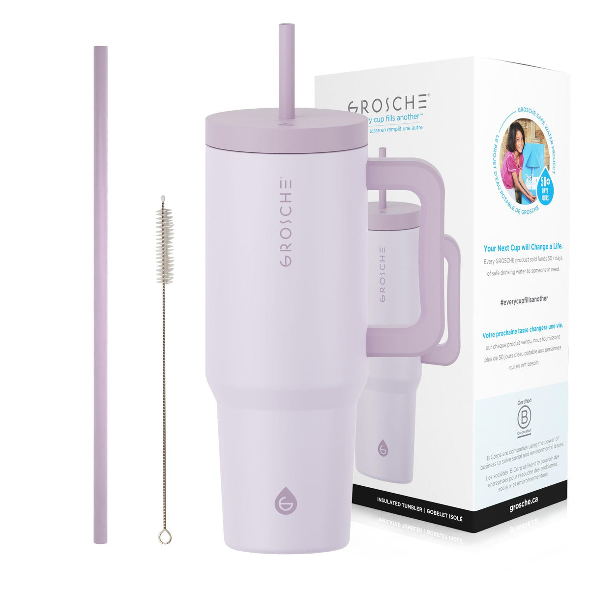 Grosche Aspen 40 oz. Insulated Straw Tumbler, Lavender