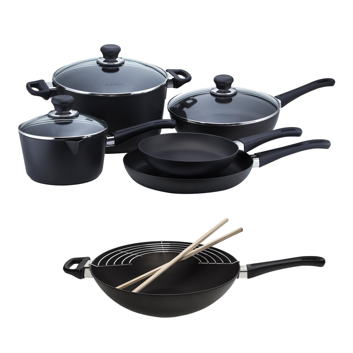 Scanpan Classic Non-Stick 8-Piece Cookware Set plus Non-Stick 12.5" Wok Package