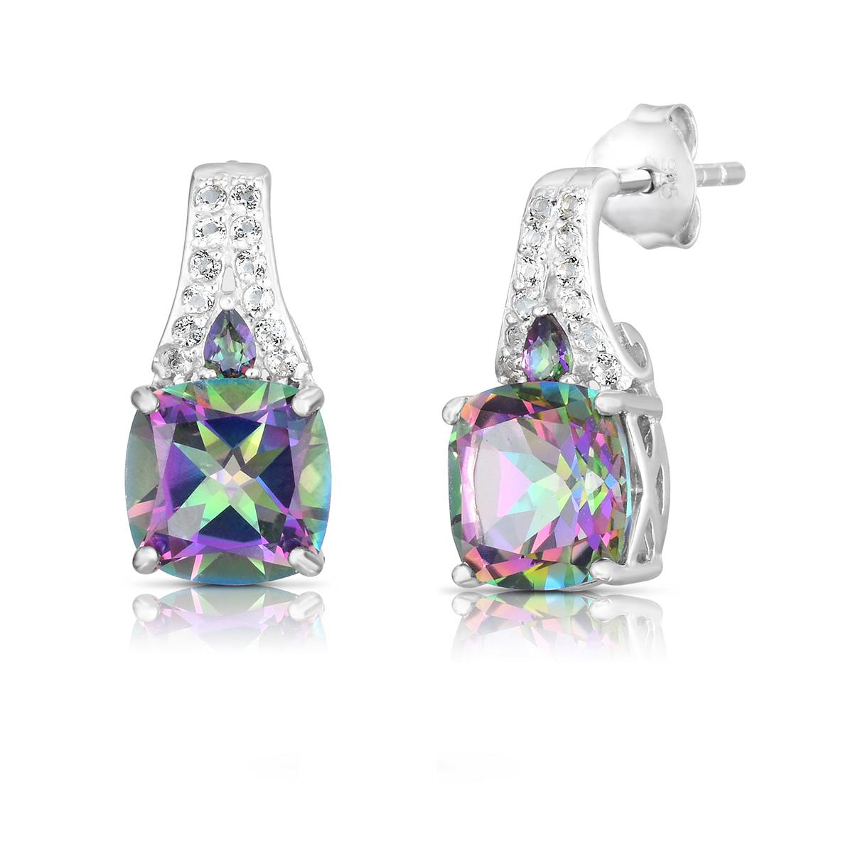 Jilco Cushion Cut Mystic & White Topaz Earrings